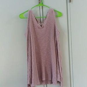 Pink cold shoulder sweater
